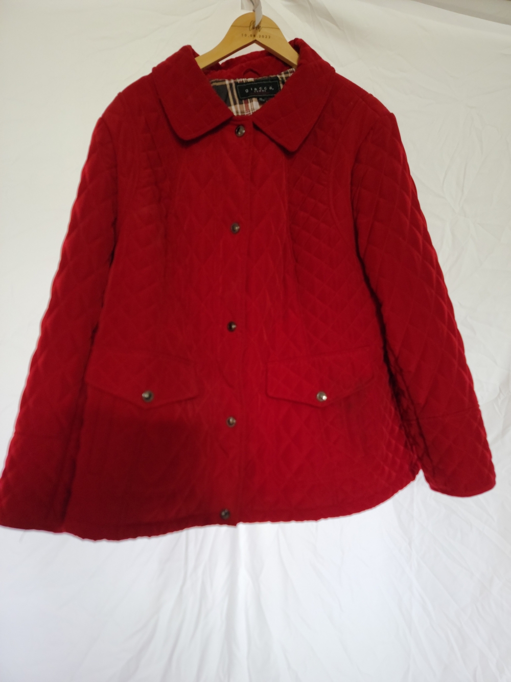 giacca Quilted Red Button-Front Puffer Jacket